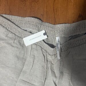 Anthropologie Taupe Linen Trousers